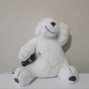 Vintage Coca Cola White Polar Bear, Coke Bottle Waving